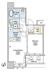 レジディアタワー上池袋タワーサイド 1LDKの間取図画像
