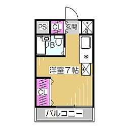 ヌーベルコート三国ヶ丘 ワンルームの間取図画像