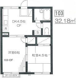 プレジールシノザキ 2DKの間取図画像