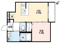 墨田区八広6丁目アパート 1LDKの間取図画像