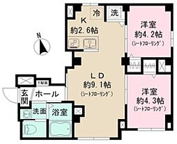グラン ルーブル 上野 2LDKの間取図画像