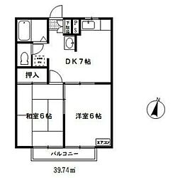 エステートピアサンマーチ2 2DKの間取図画像