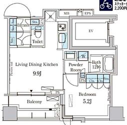 ParkAxis菊川 1LDKの間取図画像