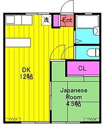 リヴェール大久保 1階1DKの間取り