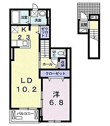 グランデュール1 1LDKの間取図画像