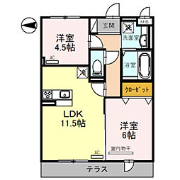 グランドソレーユ久宝寺 2LDKの間取図画像