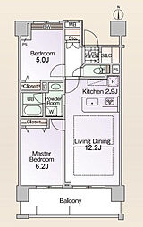 ロイヤルパークス新田 2LDKの間取図画像