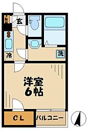 レオネクストグリーンヒルズ 1Kの間取図画像