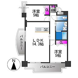 マンション津坂 2LDKの間取図画像