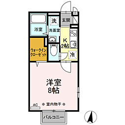 メルヴェーユ橋本 1Kの間取図画像