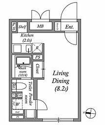 ES-Grande前仲町デュオ(エスグランデ門前仲町デュオ) ワンルームの間取図画像