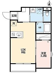 クレスト大和東 1LDKの間取図画像