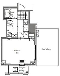 HF青葉台レジデンス 8階1Kの間取り