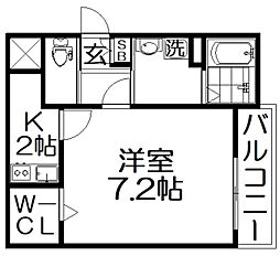 グラシアスコート大利元町 1Kの間取図画像