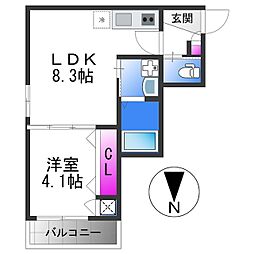 Faseciacer 1LDKの間取図画像