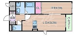 アルコバレーノ 1LDKの間取図画像