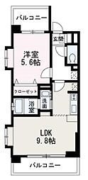 エバーグリーン 1LDKの間取図画像