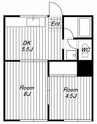 タウンハイツ白金 2DKの間取図画像