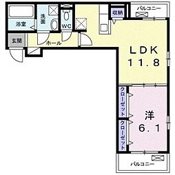 グレイスレジデンス 1LDKの間取図画像
