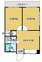 盛清ビル 2DKの間取図画像
