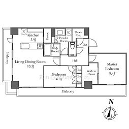 リビオレジデンス西麻布 2LDKの間取図画像