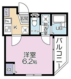 グランシャレー北千住II 3階1Kの間取り