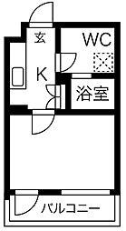 kinomori代々木上原 2階1Kの間取り