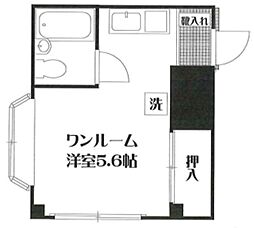 新西村ビル 4階ワンルームの間取り