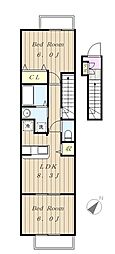 サンセール 2LDKの間取図画像