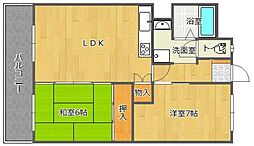 ビレッジ城月 2LDKの間取図画像