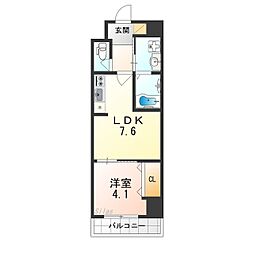 Osaka Metro今里筋線 新森古市駅 徒歩7分の賃貸マンション 2階1LDKの間取り