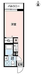 ヒルズ新羽町 ワンルームの間取図画像