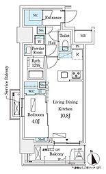 シーズンフラッツ浅草六丁目 1LDKの間取図画像