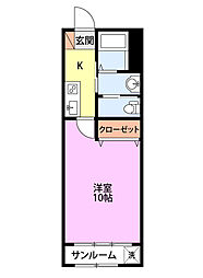 ラウレア1 1Kの間取図画像
