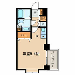 スクエアタワー ワンルームの間取図画像