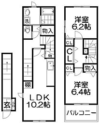 讃良レジデンス 2LDKの間取図画像