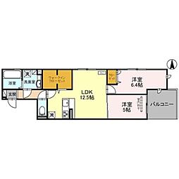 QUBE.2ND 2LDKの間取図画像