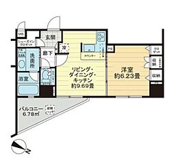 デュオ・スカーラ赤坂2 1LDKの間取図画像