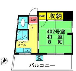 サンQビル 1Kの間取図画像