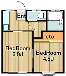 クロノス大塚 2階2Kの間取り