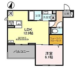 ヴィルソレイユ 1LDKの間取図画像