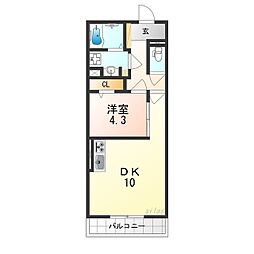 サンジェルマン市岡 1LDKの間取図画像