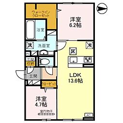 ポルト・ボヌール 2LDKの間取図画像
