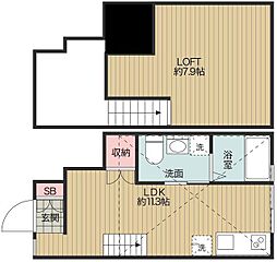 アップライン 1LDKの間取図画像