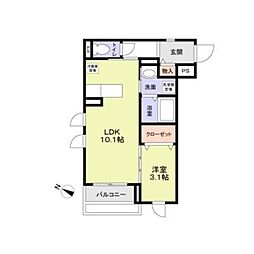 Contrail湘南 1LDKの間取図画像