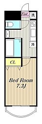 葉隠 1Kの間取図画像