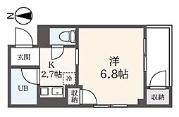 ウイット・サイト 1Kの間取図画像