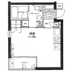 カーサ・デル・ソル小石川 2階ワンルームの間取り