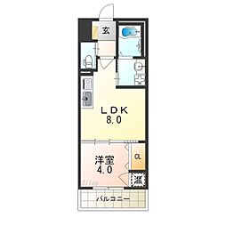 ジョイフル矢田 1LDKの間取図画像
