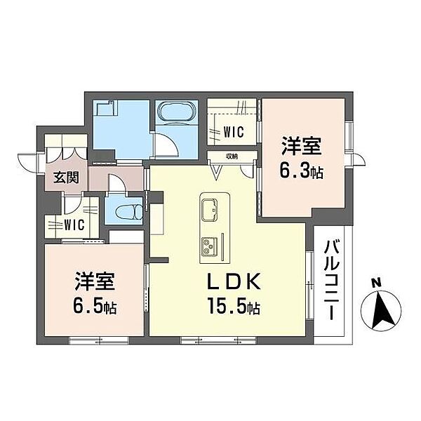 ヴェスタルハイム 00302｜埼玉県越谷市伊原１丁目(賃貸マンション2LDK・3階・65.91㎡)の写真 その2